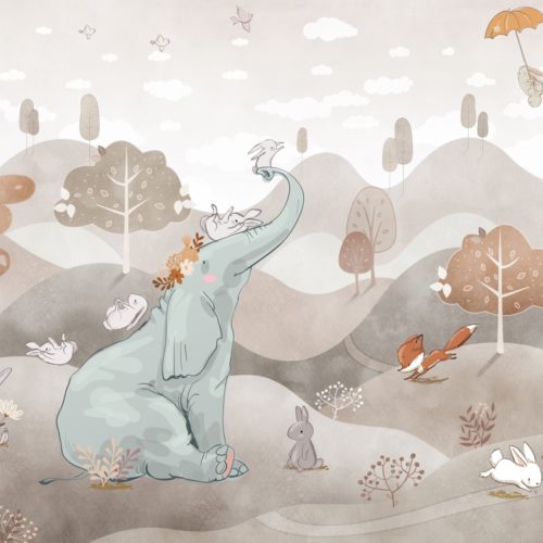 Olifant en vriendjes fotobehang